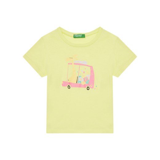 United Colors Of Benetton T-Shirt 3I1XG10JJ Żółty Regular Fit ze sklepu MODIVO w kategorii Bluzki dziewczęce - zdjęcie 184103340