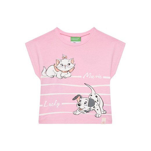 United Colors Of Benetton T-Shirt 3JERG10JC Różowy Regular Fit ze sklepu MODIVO w kategorii Bluzki dziewczęce - zdjęcie 184103353