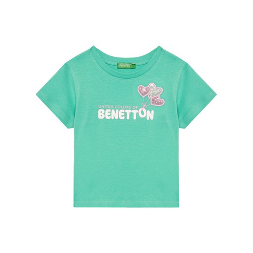 United Colors Of Benetton T-Shirt 3I1XG10JB Zielony Regular Fit ze sklepu MODIVO w kategorii Bluzki dziewczęce - zdjęcie 184103440