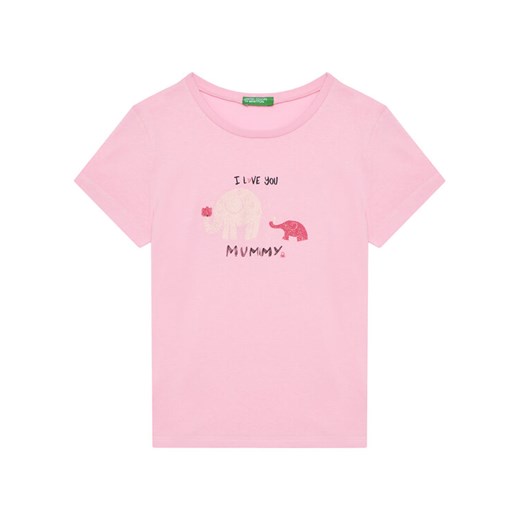 United Colors Of Benetton T-Shirt 3I1XG10JJ Różowy Regular Fit ze sklepu MODIVO w kategorii Bluzki dziewczęce - zdjęcie 184103454