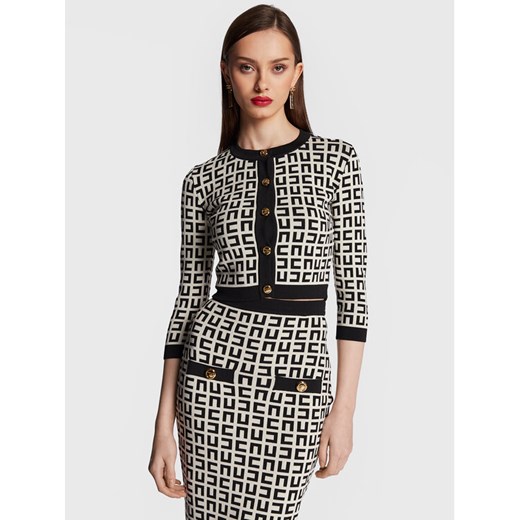 Elisabetta Franchi Kardigan MK-33Z-31E2-V380 Écru Slim Fit ze sklepu MODIVO w kategorii Swetry damskie - zdjęcie 184103471