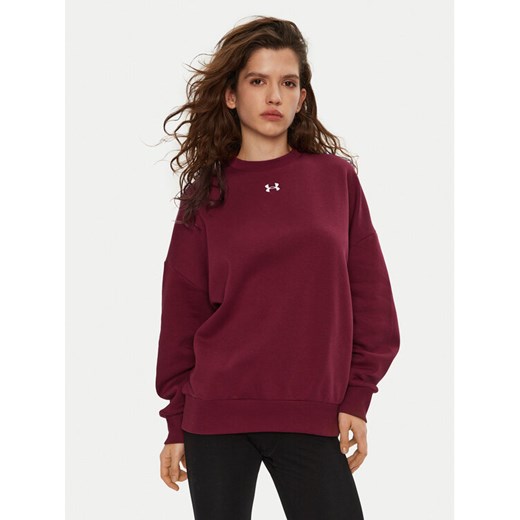 Under Armour Bluza UA Rival Fleece 1386463 Bordowy Oversize ze sklepu MODIVO w kategorii Bluzy damskie - zdjęcie 184103491