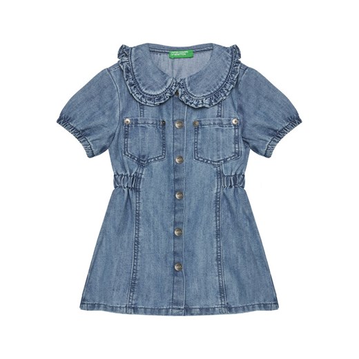 United Colors Of Benetton Sukienka jeansowa 41DWGV029 Niebieski Regular Fit ze sklepu MODIVO w kategorii Sukienki dziewczęce - zdjęcie 184103514