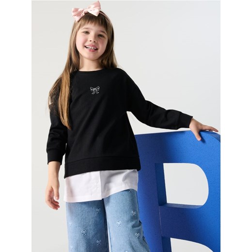 Sinsay - Bluza z doszytym dołem koszulowym - czarny ze sklepu Sinsay w kategorii Bluzy dziewczęce - zdjęcie 184105251