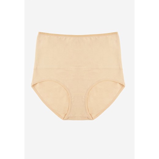 Beżowe Modelujące Majtki z Bawełny High Waist Nilionea ze sklepu renee.pl w kategorii Majtki damskie - zdjęcie 184107092