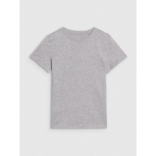 Dziewczęcy t-shirt basic 4F 4FJWSS25TTSHF2177 - szary ze sklepu Sportstylestory.com w kategorii T-shirty chłopięce - zdjęcie 184107373