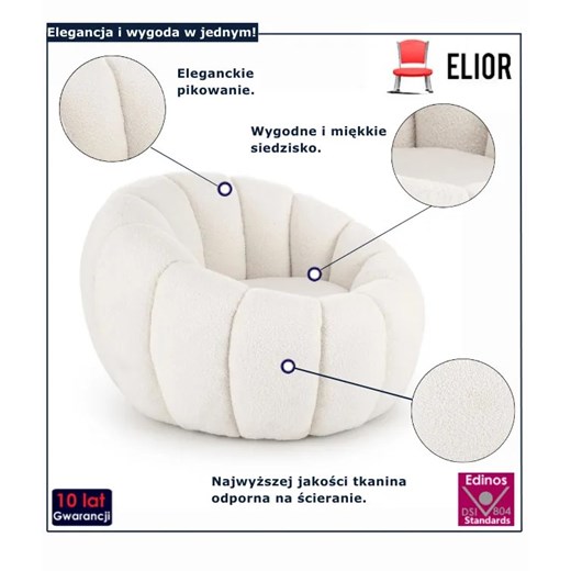 Kremowy nowoczesny fotel wypoczynkowy Hazi Elior One Size Edinos.pl