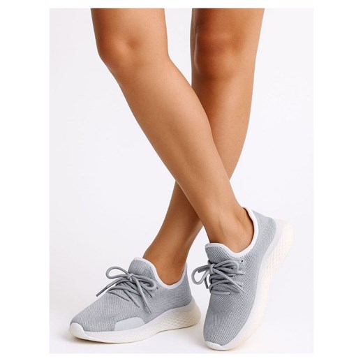 Wsuwane damskie buty sportowe Szare /D6-3 10120 S197/ ze sklepu Pantofelek24.pl w kategorii Buty sportowe damskie - zdjęcie 184109324
