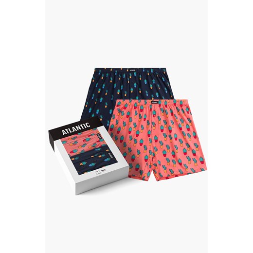 Atlantic 2-pack bokserki męskie luźne 2MBH-005-GRA/KOR, Kolor granatowo-koralowy, Rozmiar S, ATLANTIC ze sklepu Intymna w kategorii Majtki męskie - zdjęcie 184111733