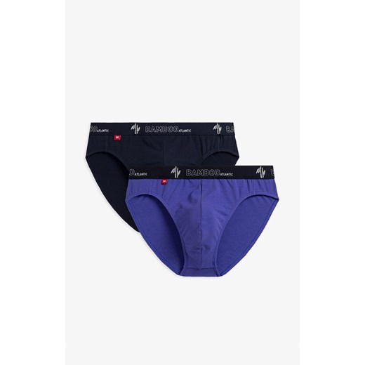 Slipy męskie sport granatowo-niebieskie 2-pack 2MP-1565, Kolor multicolour, Rozmiar M, ATLANTIC ze sklepu Intymna w kategorii Majtki damskie - zdjęcie 184111792