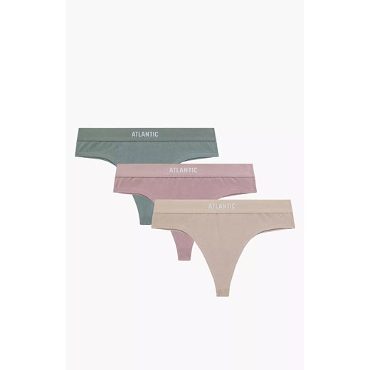 Atlantic 3-pack stringi damskie 3CLP-013-BEZ/ROS/ZIE, Kolor multicolour, Rozmiar S, ATLANTIC ze sklepu Intymna w kategorii Majtki damskie - zdjęcie 184111891