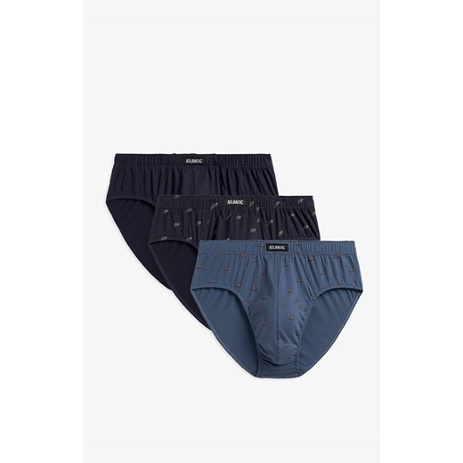 3-pack Slipy męskie classic 3MP-167, Kolor granatowy-wzór, Rozmiar M, ATLANTIC ze sklepu Intymna w kategorii Majtki męskie - zdjęcie 184112000