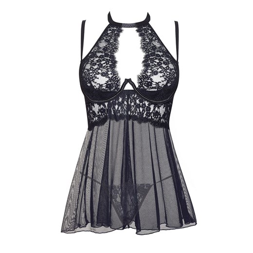 Czarna tiulowa koszulka babydoll i stringi Mariana chemise, Kolor czarny, Rozmiar S/M, Beauty Night ze sklepu Intymna w kategorii Koszule nocne - zdjęcie 184114642