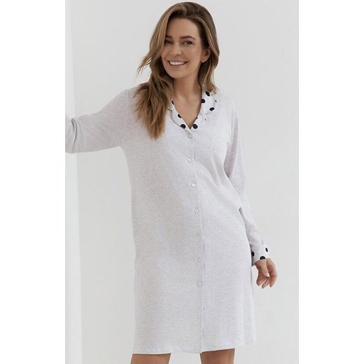 Damska koszula nocna rozpinana plus size 148, Kolor szary melanż-wzór, Rozmiar XXL, Cana ze sklepu Intymna w kategorii Koszule nocne - zdjęcie 184115432