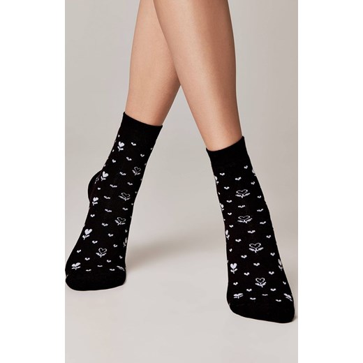 Conte comfort skarpety damskie z bawełny frotte we wzory 8541, Kolor czarny-wzór, Rozmiar 36-37, Conte ze sklepu Intymna w kategorii Skarpetki damskie - zdjęcie 184115800