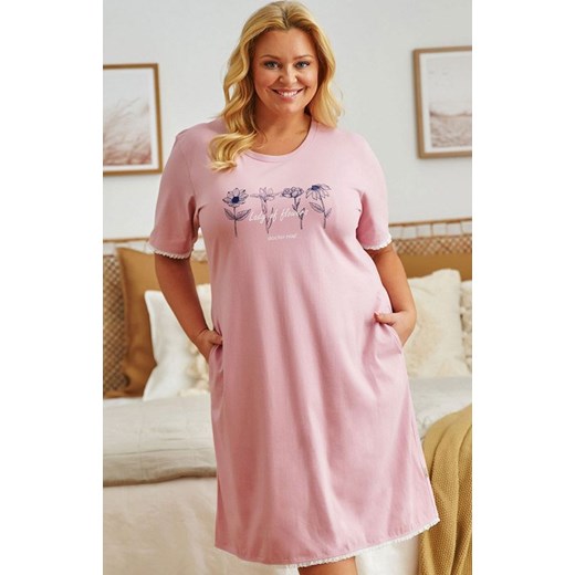 Doctor Nap różowa koszula nocna plus size TB.5366, Kolor różowy, Rozmiar L, Doctor Nap ze sklepu Intymna w kategorii Koszule nocne - zdjęcie 184118240