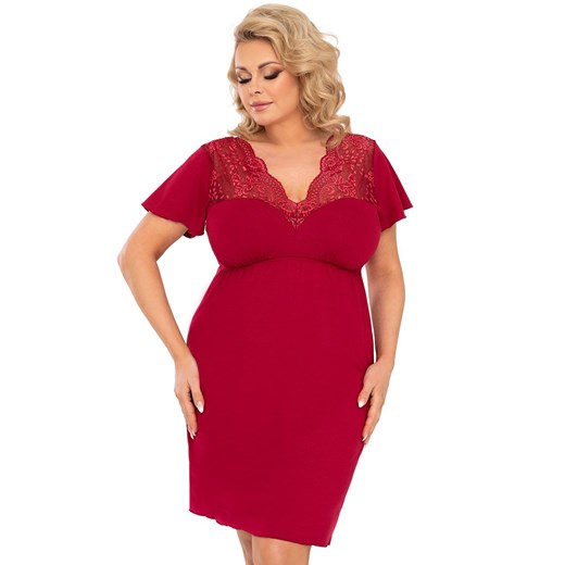 Elegancka koszula nocna plus size w kolorze bordowym Doris, Kolor bordowy, Rozmiar 5XL, Donna ze sklepu Intymna w kategorii Koszule nocne - zdjęcie 184118570