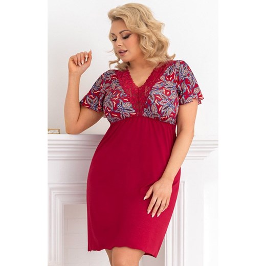 Koszula nocna damska bordowa plus size Rita, Kolor bordowy, Rozmiar 4XL, Donna ze sklepu Intymna w kategorii Koszule nocne - zdjęcie 184118863