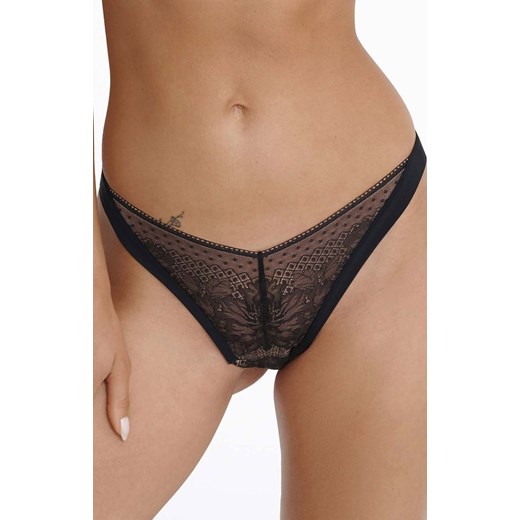 Esotiq koronkowe stringi damskie Izuna 40926-61X, Kolor czarno-złoty, Rozmiar XL, Esotiq ze sklepu Intymna w kategorii Majtki damskie - zdjęcie 184120970