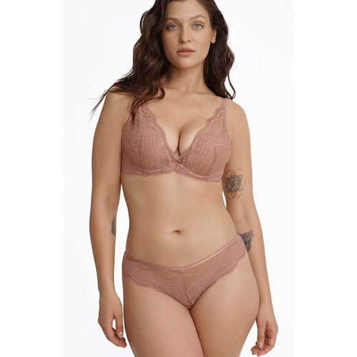 Esotiq biustonosz push-up koronkowy brązowy Katherine 40523-82X, Kolor brązowy, Rozmiar 65G, Esotiq ze sklepu Intymna w kategorii Biustonosze - zdjęcie 184121072