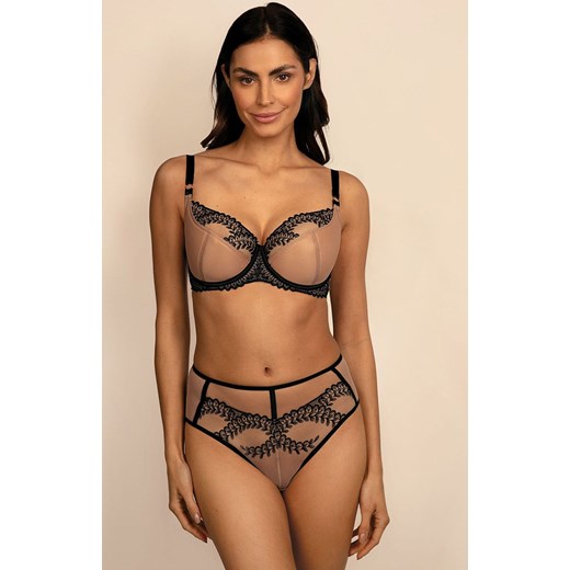 Biustonosz półusztywniany semi-soft Ofra B150, Kolor beżowo-czarny, Rozmiar 65F, Ewa Bien ze sklepu Intymna w kategorii Biustonosze - zdjęcie 184122272