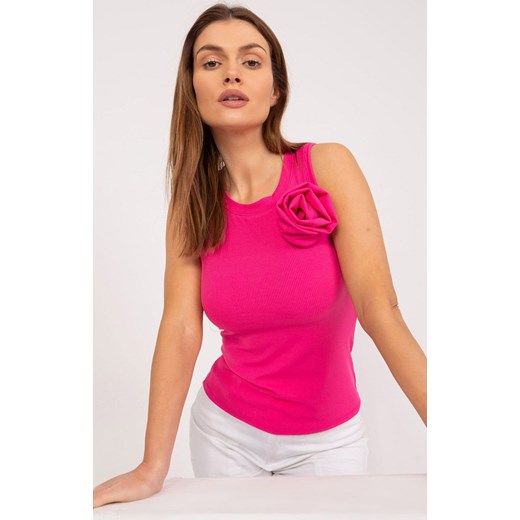 Top z ozdobnym kwiatkiem fuksja DHJ-TP-17733.22X, Kolor fuksja, Rozmiar uniwersalny, ITALY MODA ze sklepu Intymna w kategorii Bluzki damskie - zdjęcie 184123150
