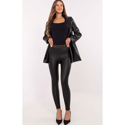 Ocieplane legginsy z ozdobnym pasem NM-LG-TR1852.70, Kolor czarny, Rozmiar L, Trendy.ING ze sklepu Intymna w kategorii Spodnie damskie - zdjęcie 184123260