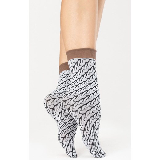 Cute knit G1136 wzorzyste skarpetki 40 den, Kolor biały-wzór, Rozmiar uniwersalny, Fiore ze sklepu Intymna w kategorii Skarpetki damskie - zdjęcie 184123464