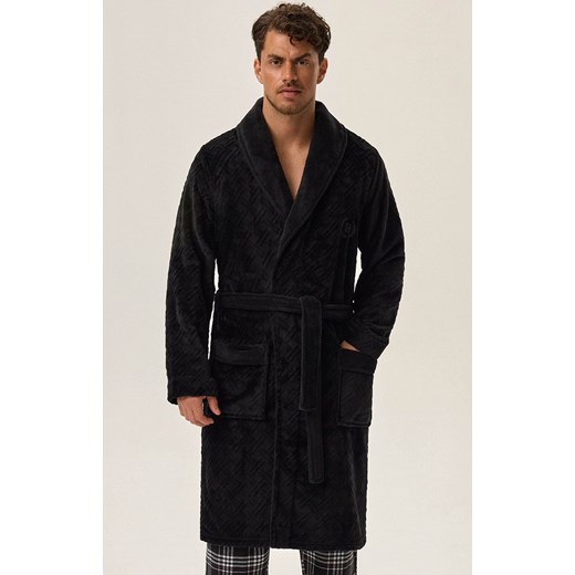 Szlafrok męski Huge 41941-99X, Kolor czarny, Rozmiar XXL, Henderson ze sklepu Intymna w kategorii Szlafroki męskie - zdjęcie 184126931