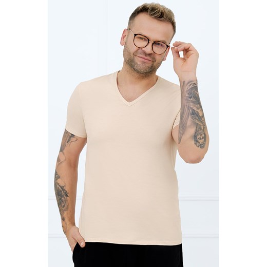 Koszulka męska w serek na krótki rękaw beżowa Apollo, Kolor beżowy, Rozmiar M, Italian Fashion ze sklepu Intymna w kategorii T-shirty męskie - zdjęcie 184127600