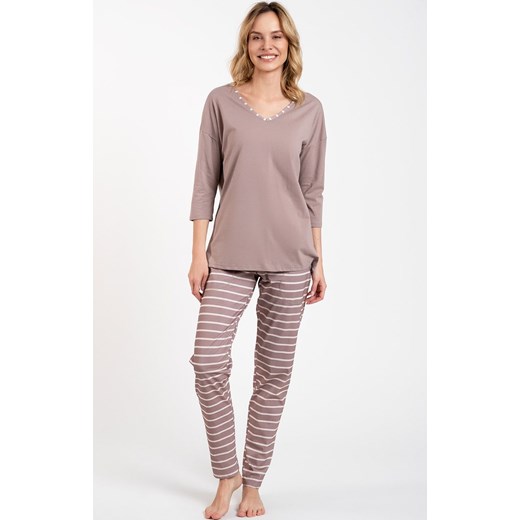 Piżama damska w paski cappuccino w rękawem 3/4 Betty, Kolor cappuccino, Rozmiar S, Italian Fashion ze sklepu Intymna w kategorii Piżamy damskie - zdjęcie 184127771