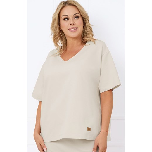 Bluzka damska z krótkim rękawem beżowa Caro, Kolor beżowy, Rozmiar M, Italian Fashion ze sklepu Intymna w kategorii Bluzki damskie - zdjęcie 184127892