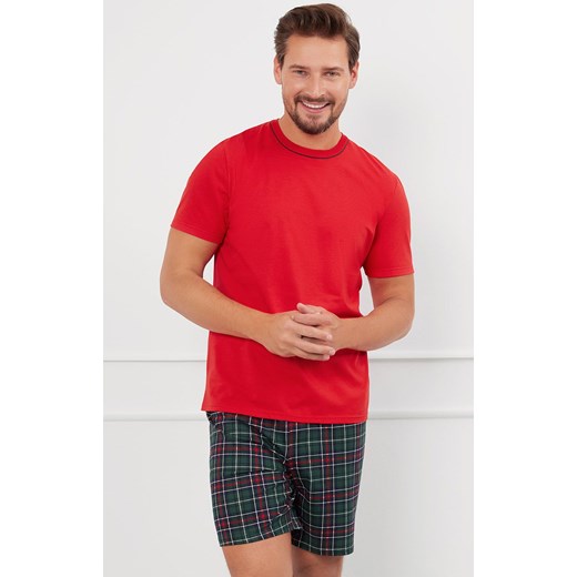 Piżama męska z krótkim rękawem i krótkimi spodniami czerwona Fogo, Kolor czerwony-wzór, Rozmiar M, Italian Fashion ze sklepu Intymna w kategorii Piżamy męskie - zdjęcie 184128332