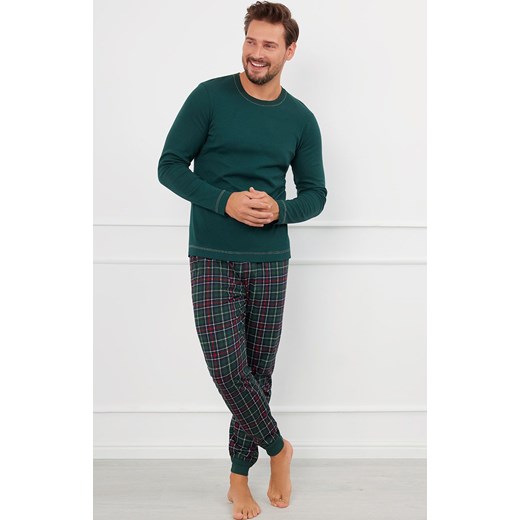 Piżama męska z długi rękawem i długimi spodniami zielona Fogo, Kolor zielony-wzór, Rozmiar M, Italian Fashion ze sklepu Intymna w kategorii Piżamy męskie - zdjęcie 184128343