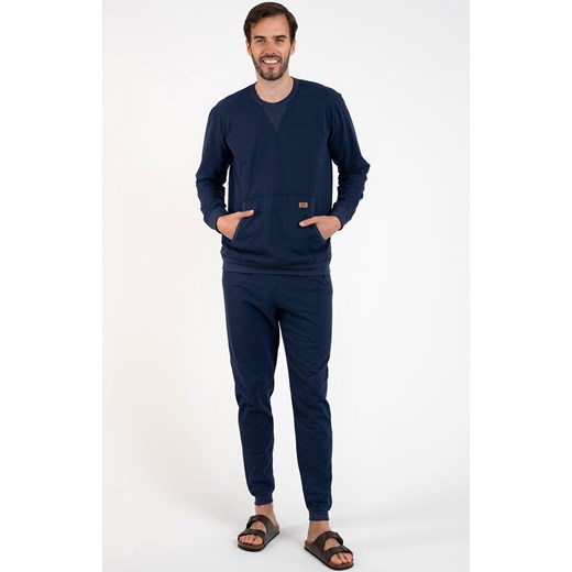 Bawełniany komplet dresowy męski granatowy Fox, Kolor granatowy, Rozmiar XL, Italian Fashion XL Intymna