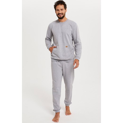 Komplet męski z długi rękawem i długimi nogawkami Fox, Kolor szary melanż, Rozmiar S, Italian Fashion ze sklepu Intymna w kategorii Piżamy męskie - zdjęcie 184128820