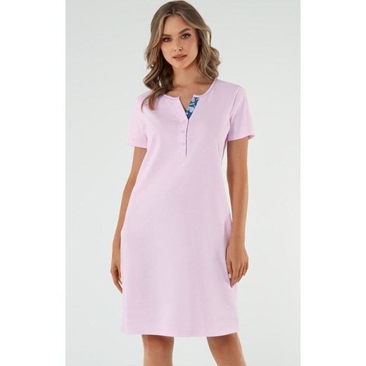 Koszula nocna damska na krótki rękaw różowa Lady, Kolor różowy, Rozmiar 3XL, Italian Fashion ze sklepu Intymna w kategorii Koszule nocne - zdjęcie 184128871