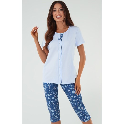 Bawełniana piżama damska niebieska Lady, Kolor niebieski-wzór, Rozmiar 2XL, Italian Fashion ze sklepu Intymna w kategorii Piżamy damskie - zdjęcie 184128874