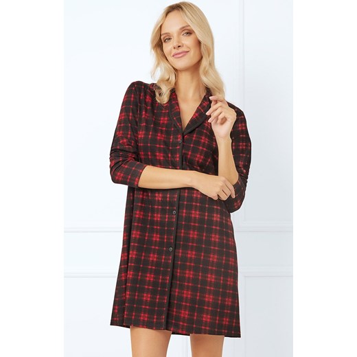 Koszula nocna damska z długim rękawem Nicola, Kolor czarno-czerwony, Rozmiar S, Italian Fashion ze sklepu Intymna w kategorii Koszule nocne - zdjęcie 184129143
