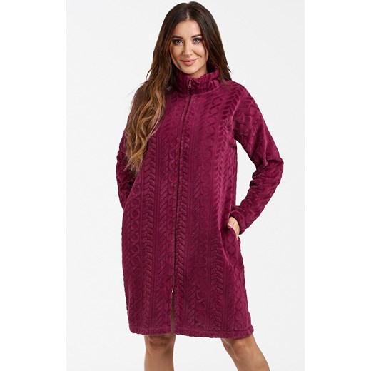 Ciepły szlafrok damski bordowy Rena, Kolor bordowy, Rozmiar S, Italian Fashion ze sklepu Intymna w kategorii Szlafroki damskie - zdjęcie 184129444