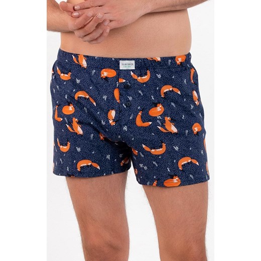Bawełniane bokserki luźne męskie Witalis, Kolor granatowo-pomarańczowy, Rozmiar S, Italian Fashion ze sklepu Intymna w kategorii Majtki męskie - zdjęcie 184130003