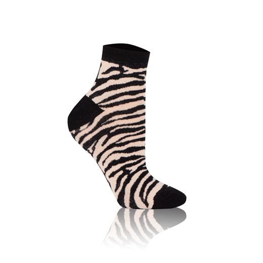 Skarpetki damskie S154Z Zebra w kolorze czarno-beżowym, Kolor czarno-beżowy, Rozmiar 39-41, Gee One ze sklepu Intymna w kategorii Skarpetki damskie - zdjęcie 184130024