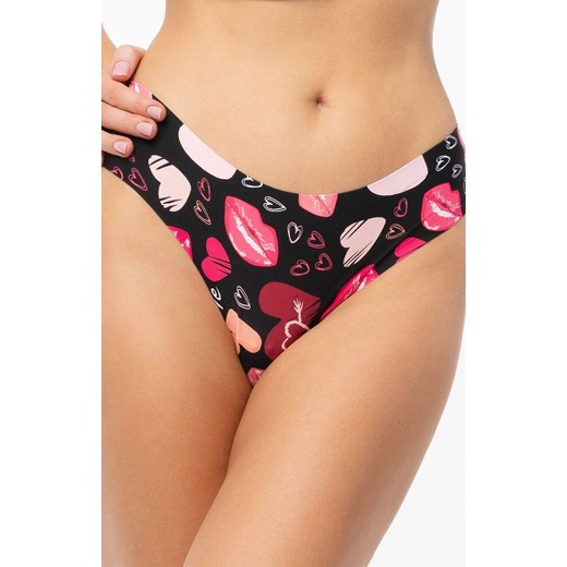 Figi damskie tanga z koronką Kiss Me, Kolor czarny-wzór, Rozmiar L, Julimex ze sklepu Intymna w kategorii Majtki damskie - zdjęcie 184130834