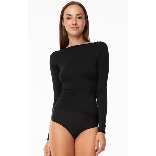 Bluzka damska z długim rękawem czarna Simple Longsleeve, Kolor czarny, Rozmiar L, Julimex ze sklepu Intymna w kategorii Bluzki damskie - zdjęcie 184131030