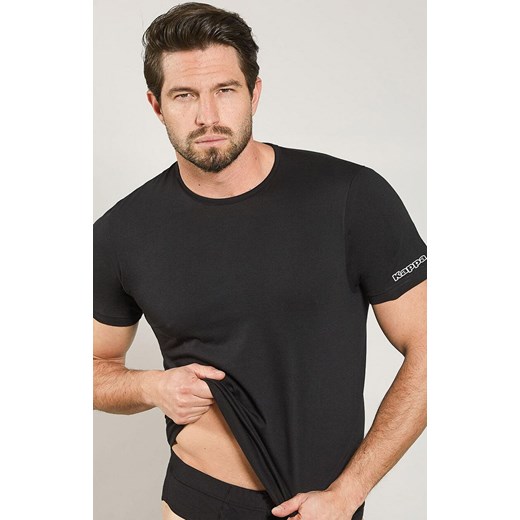 Kappa czarna koszulka męska bawełniana z krótkim rękawem K1305, Kolor czarny, Rozmiar S, Kappa ze sklepu Intymna w kategorii T-shirty męskie - zdjęcie 184131153