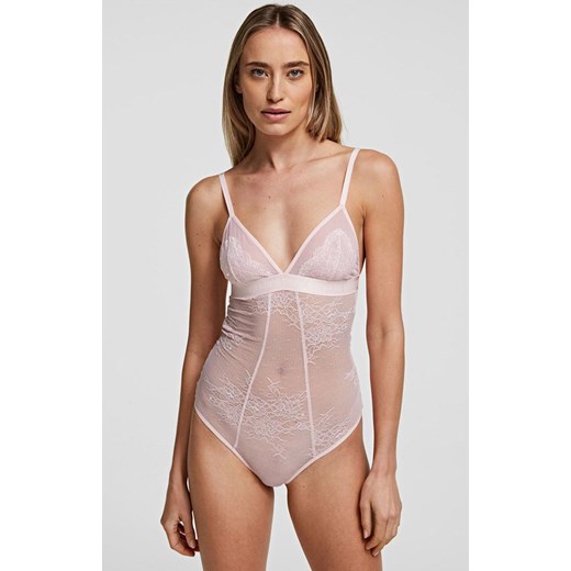 Karl Lagerfeld body koronkowe Lace 211W2103, Kolor różowy, Rozmiar S, Karl Lagerfeld ze sklepu Intymna w kategorii Body damskie - zdjęcie 184131201