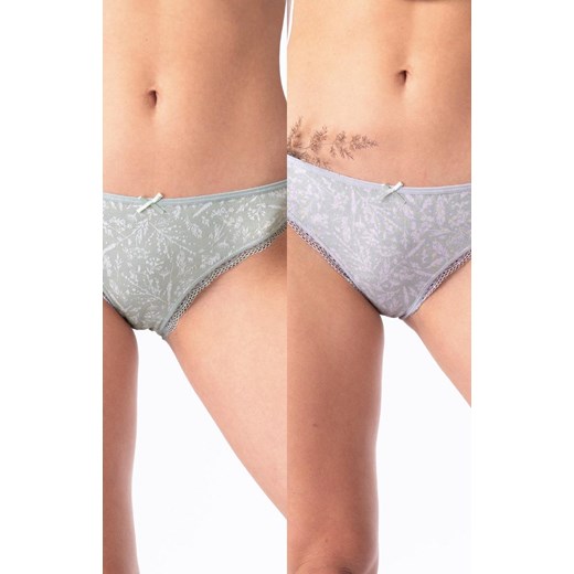 2-pack niskie bawełniane majtki w roślinny wzór LPR 530, Kolor szary-wzór, Rozmiar S, Key ze sklepu Intymna w kategorii Majtki dziecięce - zdjęcie 184131291
