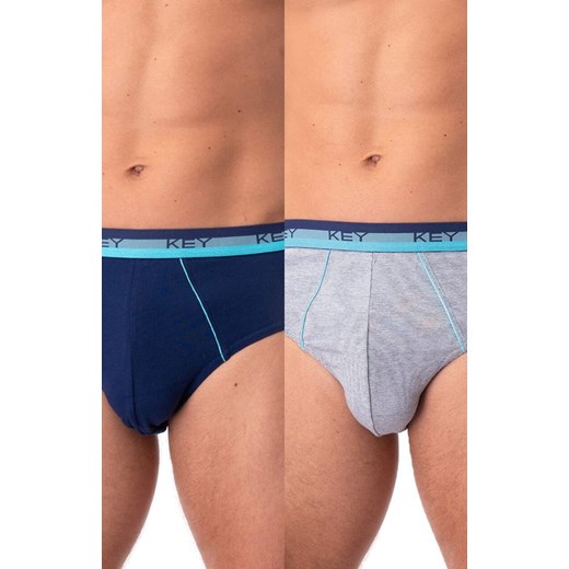 2-pack bawełniane slipy męskie MPP 340, Kolor granatowo-szary, Rozmiar M, Key ze sklepu Intymna w kategorii Majtki męskie - zdjęcie 184131311