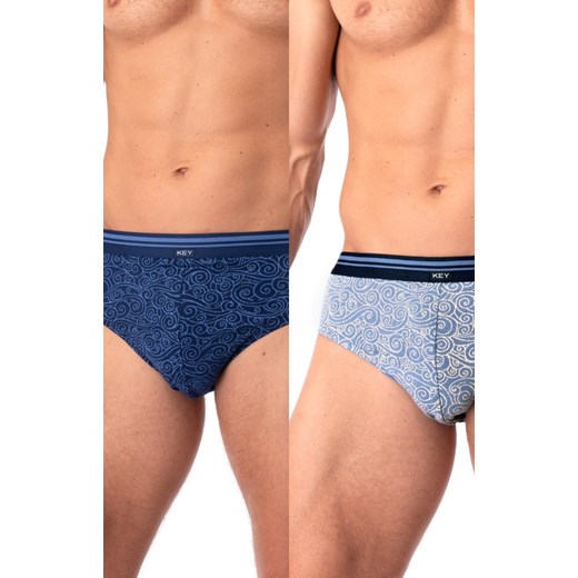 2-pack bawełniane slipy męskie w morskie fale MPP 748, Kolor niebieski-wzór, Rozmiar M, Key ze sklepu Intymna w kategorii Majtki męskie - zdjęcie 184131342