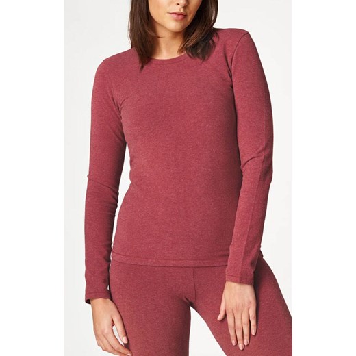 Koszulka damska z długim rękawem bordowa Hot Touch LVD 729/1, Kolor bordowy melanż, Rozmiar S, Key ze sklepu Intymna w kategorii Bluzki damskie - zdjęcie 184131680